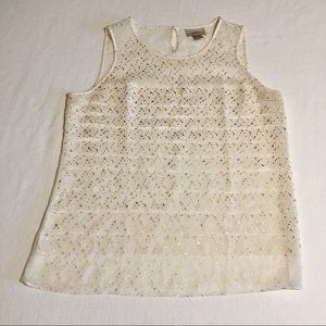 Loft White Tank With Gold Foil Details